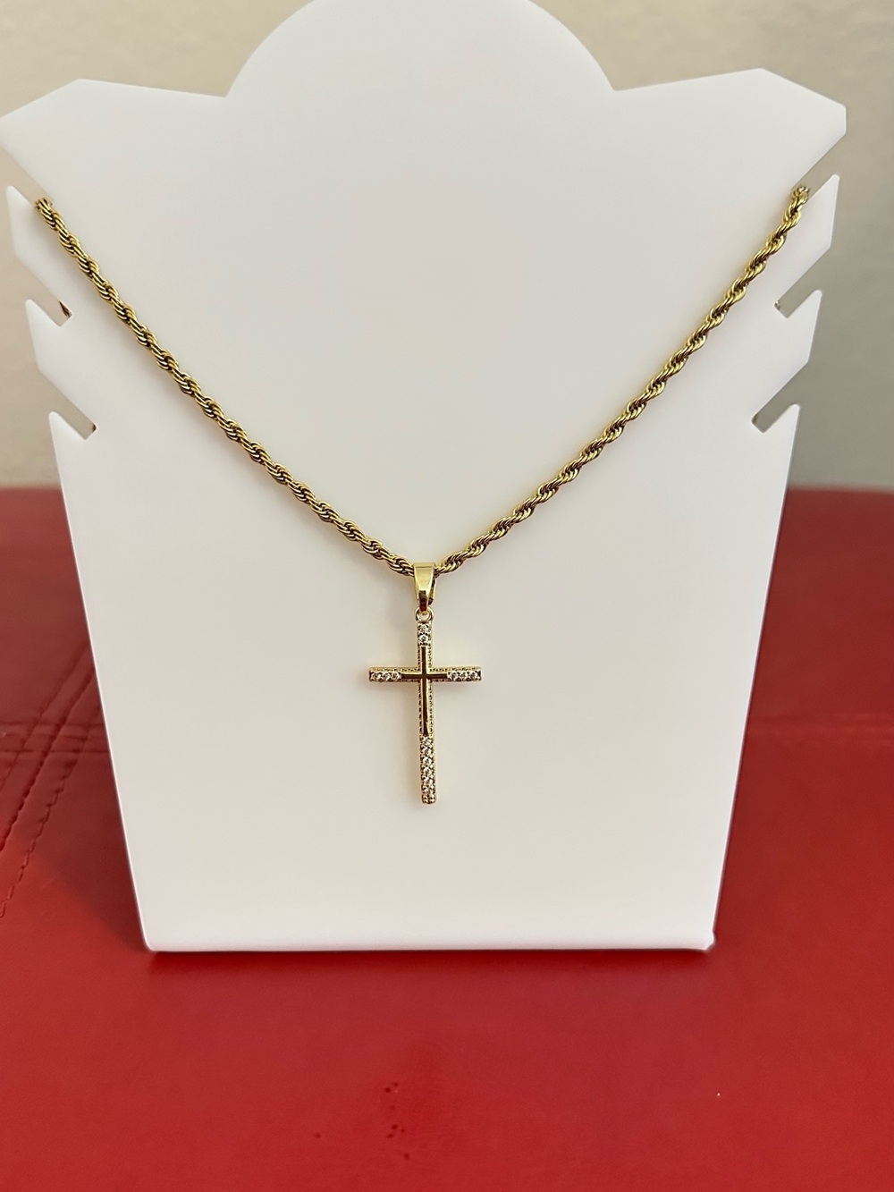 Target Gold Cross Pendant Necklace with Twisted Rope Chain